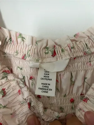 Cream Red Ditsy Floral Print Cottagecore Milkmaid Puff Sleeve Midi Dress Medium thumbnail 5