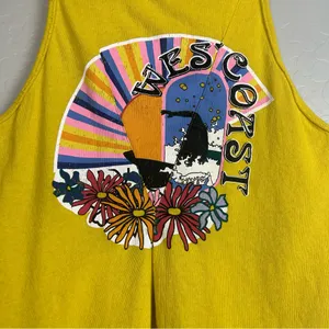 ⭐️Free People we the free west coast yellow swing graphic tank top size small thumbnail 4