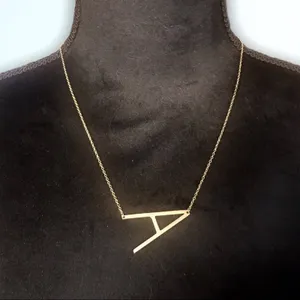 Gold Initial Pendant Necklace Letters A-Z thumbnail 1