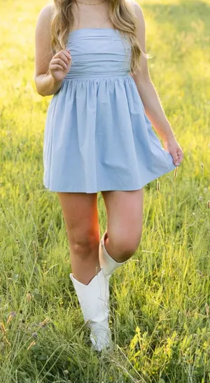 Boutique Blue Strapless Dress thumbnail 1
