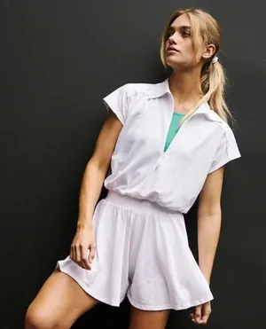 Free People Movement White Hit The City Activewear‎ Romper thumbnail 1