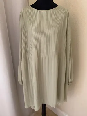 Aritzia Wilfred Daydreamer Pleated Chiffon Mini Dress Sage Green 2XL thumbnail 2