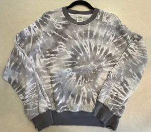 PINK Victoria's Secret Gray and White Tie-Dye Sweatshirt thumbnail 1