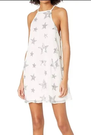 Show Me Your MuMu White and Silver Star Mini Dress thumbnail 1