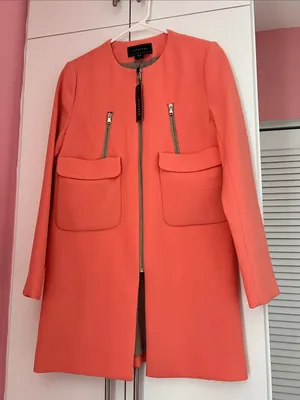 Metaphor Coral Tailored Zip Front Coat 60s Mod Retro Minimalist thumbnail 3
