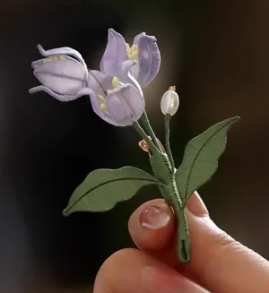 Lily of the Valley Embroidered‎ Flower Brooch Pin Bridal Corsage Qipao new thumbnail 1
