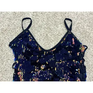 iHeartRaves Sequin Burnout Lace Up Bodysuit Rave Festival Party EDM Size S thumbnail 4