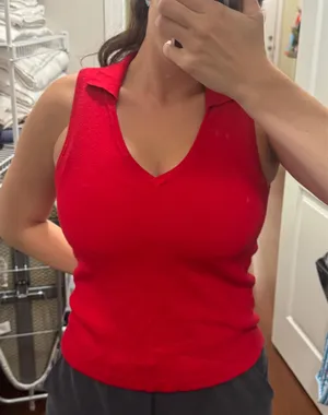 Skies are blue red v-neck tank thumbnail 1