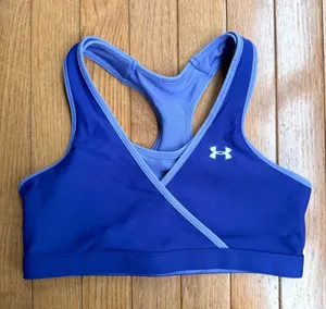 Under Armour Reversible Sports Bra Periwinkle Lavender Purple Mesh Medium M thumbnail 1
