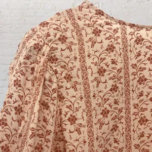 Boho Peasant Blouse M Floral Crochet Lace Tie Neck 3/4 Puff Sleeve Festival thumbnail 13