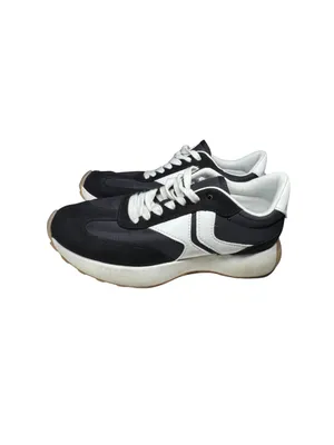 Steve Madden Womens 7 Kendrix Athletic Jogger Casual Sneakers Shoes black white thumbnail 2