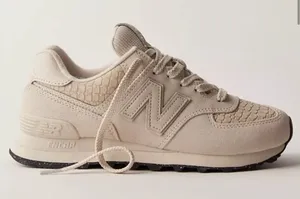 New Balance 574 Women's Beige/ Taupe Grey Calcium Classic Croc Sneaker size 9.5 thumbnail 2