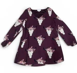 Peach Love California‎ Plum Floral Steer Skull Mini Dress thumbnail 1