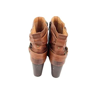 *Pikolinos Heeled Ankle Booties Womens Size 40 Brown Leather Zip Braided Strap thumbnail 6
