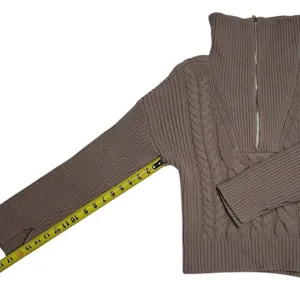Abercrombie & Fitch V-Neck Sweater Collared Pullover Cable Knit Beige Size:M thumbnail 4