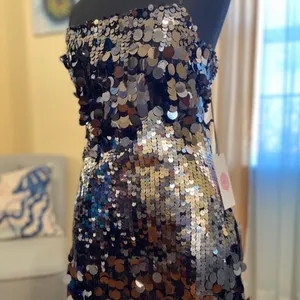 Sequin Cocktail Dress Silver thumbnail 2