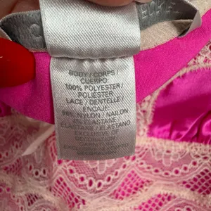 Victorias Secret M Babydoll Camisole Pink Lace Trim Satin Bow Y2K Coquette Silky thumbnail 7