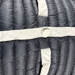 Kate Spade New York Quilted Puffer Jacket Ivory Black Trim Pearl Buttons XSMALL thumbnail 4
