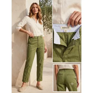 Boden Womens‎ High Rise Tapered Chino Pants Olive Green R0489 US 6P thumbnail 2