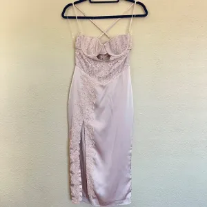 HOUSE OF CB 'Georgia' Crystal Satin and Lace Midi Dress cutout Size‎ M NWOT thumbnail 6