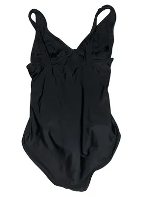 J.Crew Re-Imagined One Piece Swimsuit Black Ruched Plunge Neck Women’s size 16 thumbnail 2