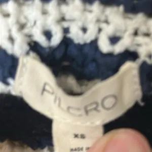 Anthropologie Pilcro Sweater Women's Navy Ivory Stripes‎ Cotton Knit Bell-Sleeve Size XS thumbnail 6