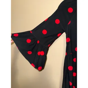 Women Black Red Polka Dot Pinup Babydoll M Top Bell‎ Sleeve Whimsygoth Indie thumbnail 3