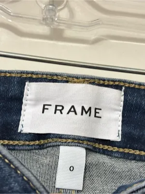 FRAME Le One Flare Jeans Hanbury Wash Size 0 High Rise Stretch Denim thumbnail 6