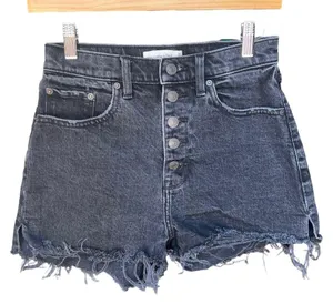 Abercrombie and Fitch Mom Shorts Size 25 Washed Black Distressed Cut Of Shorts thumbnail 1