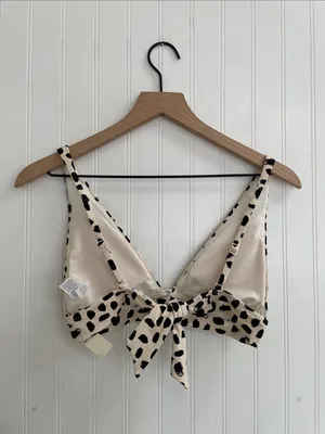 AERIE Pique Triangle Tie Back Bikini Swim Top Abstract Dot Size S NWT thumbnail 5