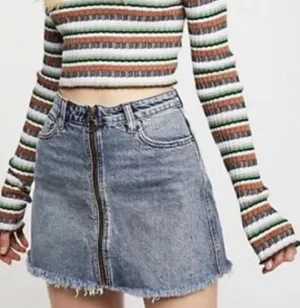 Free People We the Free Copper Blue Denim Mini Jean Skirt New w Tag W-924 Sz 27 thumbnail 1