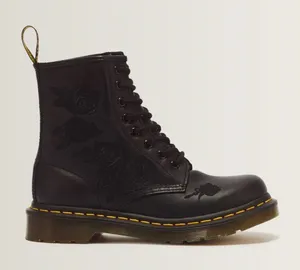 Dr. Martens 1460 Vonda Mono Black Floral Embroidered Leather Boots Women 8 US thumbnail 1