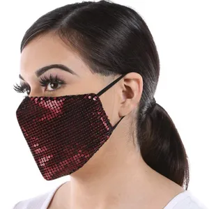 Burgundy Sequin Face Mask Red thumbnail 2