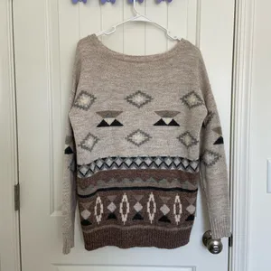 NWOT | American Eagle‎ women’s geometric neutral wool warm knit sweater small thumbnail 7