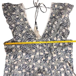 Anthropologie V-neck Plunge Tunic Mini Dress Blue Floral Crochet Tassel Large‎ thumbnail 15
