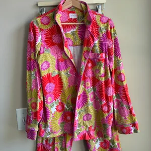Bed Head PJs + Trina Turk pink yellow floral pajama set women's S organic cotton thumbnail 2