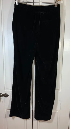 Old‎ Navy Black Velvet Wide Leg Trouser Pants Full Length Women's Size Small thumbnail 1