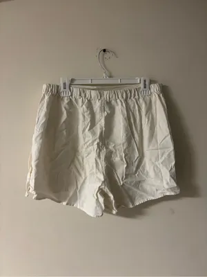 Old Navy Linen Blend Wrap Front Mini Skort Size L White Tie Waist thumbnail 2
