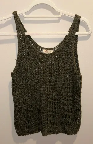 Hollister Dark Green Knit Tank Top thumbnail 1