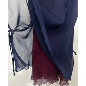 Vintage Fredericks Hollywood Slip Dress S Navy Burgundy Chiffon 90s Y2K Sheer thumbnail 5