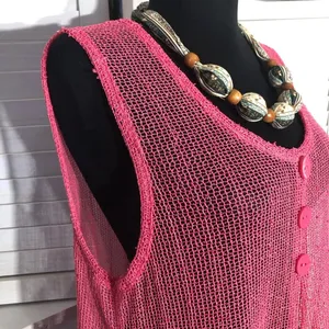 Simply Noelle Beach Cover Up Sheer Mesh Embroidered Appliqué Hot Pink Sz M thumbnail 8
