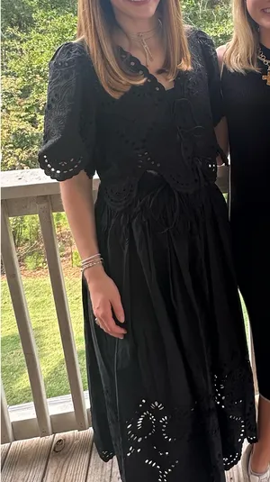 Black Eyelet Maxi Skirt Set Size XS thumbnail 4