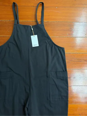 NWT Quince Organic Cotton Maternity Overalls Adjustable Straps Sz M 🧡🍄 thumbnail 4