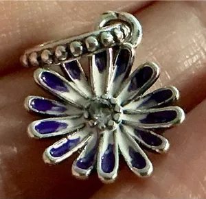 Pandora Purple Daisy Flower Dangle Charm S925 ALE Sterling Silver Enamel thumbnail 1