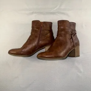 Frye & Co - Indiana Heeled Stacked Leather Ankle Boots Brown Women's Size 8M New thumbnail 8