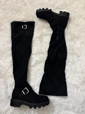 Nine West Over-the-Knee Black Buckle Combat Boots - Women thumbnail 2