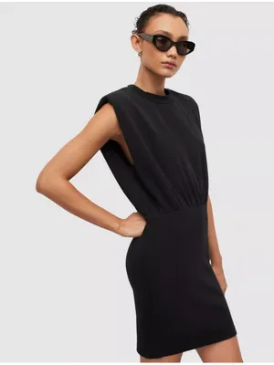 All Saints Mika LS Mini Tank Dress Sleek Black Sleeveless Sheath Womens US‎ 2 thumbnail 1