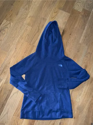 The North Face Women's Athletic Hoodie Blue w/ thumbholes sz Medium thumbnail 2
