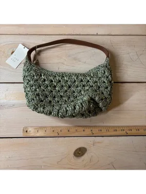 A New Day NWT Women's Woven Crochet Green Metallic Shoulder Bag thumbnail 6