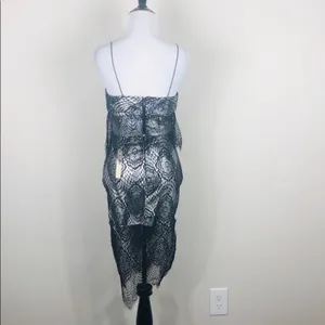 Mustard Seed Black Metallic Silver Lace Midi Skirt Set Two Piece Size Small thumbnail 4